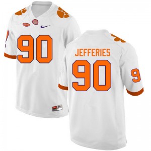 Men Darnell Jefferies White Clemson Tigers College Football #90 Jersey 975859-876