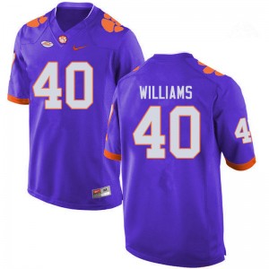 Men Greg Williams Purple Clemson College Football #40 Jersey 489720-917