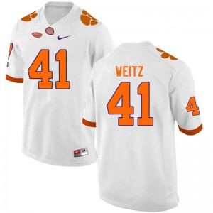 Men Jonathan Weitz White Clemson University College Football #41 Jersey 353095-289
