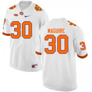 Men Keith Maguire White Clemson University College Football #30 Jersey 212440-703