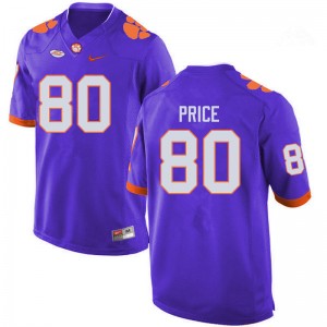 Men Luke Price Purple Clemson College Football #80 Jersey 248350-497