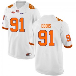 Men Nick Eddis White Clemson University College Football #91 Jersey 109437-979