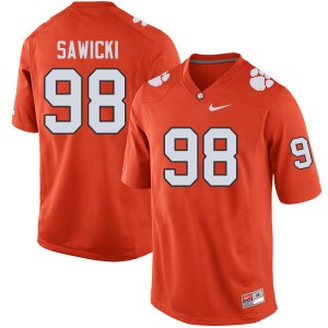 Men Steven Sawicki Orange Clemson College Football #98 Jersey 843297-458