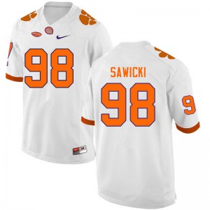 Men Steven Sawicki White Clemson National Championship College Football #98 Jersey 920397-201
