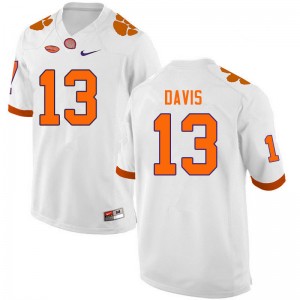 Men Tyler Davis White Clemson College Football #13 Jersey 346962-447