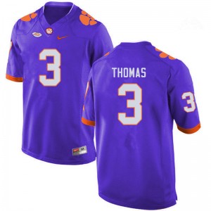 Men Xavier Thomas Purple Clemson National Championship College Football #3 Jersey 396688-761
