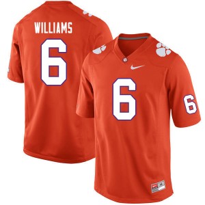 Men E.J. Williams Orange Clemson Tigers College Football #6 Jersey 295367-704
