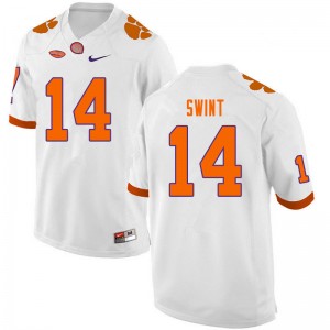Men Kevin Swint White Clemson University College Football #14 Jersey 790076-937