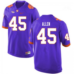 Men Sergio Allen Purple Clemson University College Football #45 Jersey 486872-815