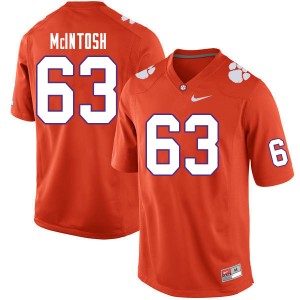 Men Zac McIntosh Orange Clemson Tigers College Football #63 Jersey 178619-420