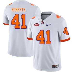 Men Andrew Roberts White Clemson University College Football #41 Jersey 605581-319