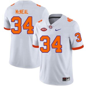 Men Kevin McNeal White Clemson Tigers College Football #34 Jersey 914087-634