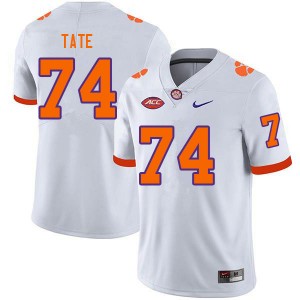 Men Marcus Tate White Clemson University College Football #74 Jersey 461356-594