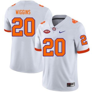 Men Nate Wiggins White Clemson University College Football #20 Jersey 296672-681