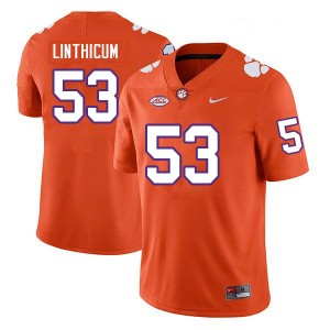 Men Ryan Linthicum Orange Clemson University College Football #53 Jersey 336649-930