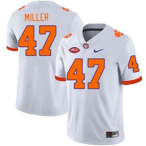 Men Boston Miller White Clemson University College Football #47 Jersey 501503-950