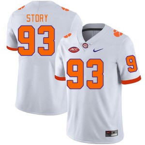 Men Caden Story White Clemson National Championship College Football #93 Jersey 863338-680