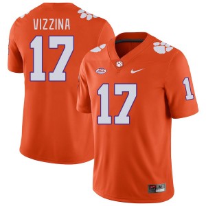 Men Christopher Vizzina Orange Clemson University College Football #17 Jersey 183345-803