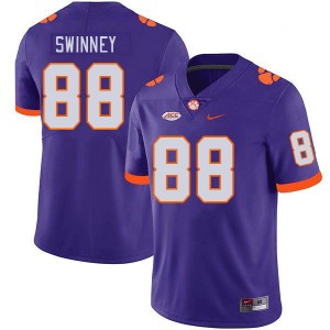 Men Clay Swinney Purple Clemson Tigers College Football #88 Jersey 533122-982