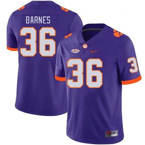Men Khalil Barnes Purple Clemson Tigers College Football #36 Jersey 501051-596