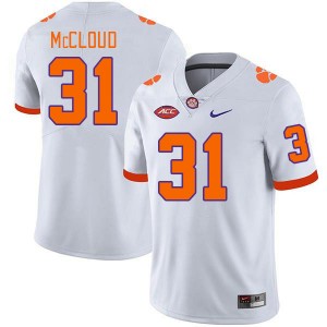 Men Kobe McCloud White Clemson College Football #31 Jersey 884120-771