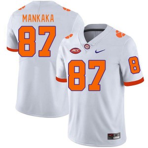 Men Michael Mankaka White Clemson University College Football #87 Jersey 644426-965