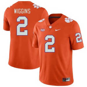 Men Nate Wiggins Orange Clemson University College Football #2 Jersey 465324-510