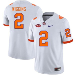 Men Nate Wiggins White Clemson University College Football #2 Jersey 676696-630