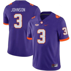 Men Noble Johnson Purple Clemson College Football #3 Jersey 899717-823