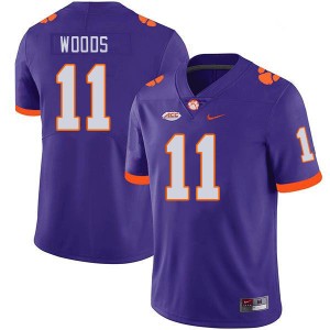 Men Peter Woods Purple Clemson University College Football #11 Jersey 646326-895