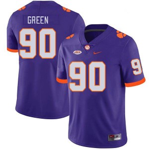 Men Stephiylan Green Purple Clemson University College Football #90 Jersey 940534-733