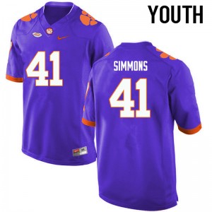 Youth Anthony Simmons Purple Clemson University College Football #41 Jersey 421763-636