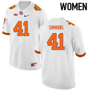Women Anthony Simmons White Clemson National Championship College Football #41 Jersey 619263-124