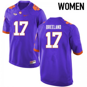 Women Bashaud Breeland Purple Clemson Tigers College Football #17 Jersey 285221-715