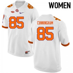 Women Bennie Cunningham White Clemson College Football #85 Jersey 522793-999