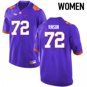 Women Blake Vinson Purple Clemson College Football #72 Jersey 191026-902