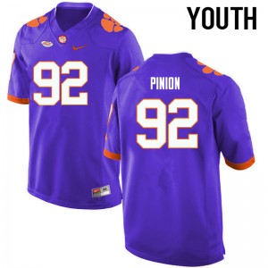 Youth Bradley Pinion Purple Clemson National Championship College Football #92 Jersey 931235-745