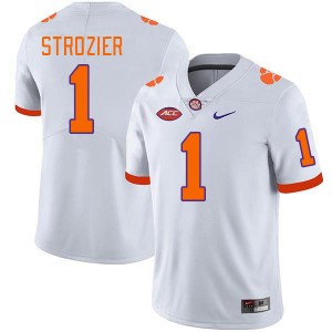 Men Branden Strozier White Clemson College Football #1 Jersey 855045-474