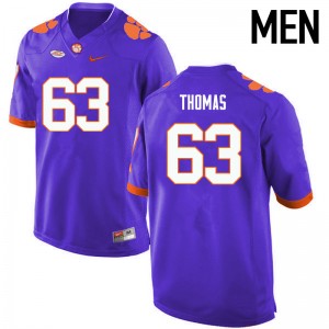 Men Brandon Thomas Purple Clemson University College Football #63 Jersey 540761-221