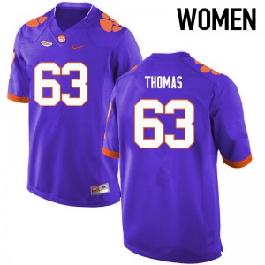 Women Brandon Thomas Purple Clemson University College Football #63 Jersey 962957-678