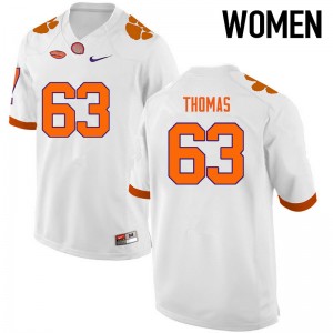 Women Brandon Thomas White Clemson Tigers College Football #63 Jersey 397093-670