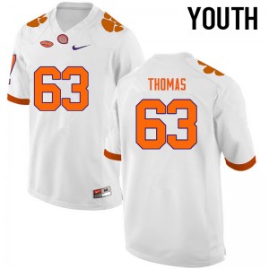 Youth Brandon Thomas White Clemson University College Football #63 Jersey 549664-839