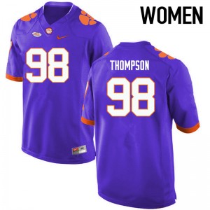 Women Brandon Thompson Purple Clemson Tigers College Football #98 Jersey 308055-400