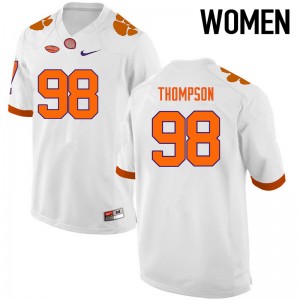 Women Brandon Thompson White Clemson Tigers College Football #98 Jersey 953759-687
