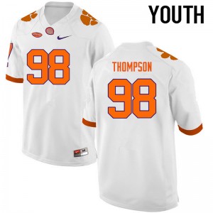 Youth Brandon Thompson White Clemson Tigers College Football #98 Jersey 831491-375