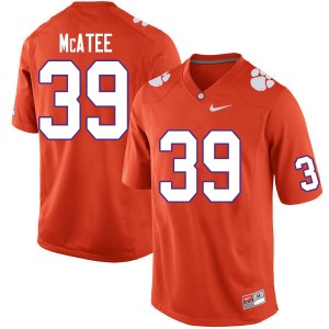 Men Bubba McAtee Orange Clemson University College Football #39 Jersey 343246-437