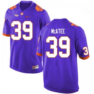 Men Bubba McAtee Purple Clemson Tigers College Football #39 Jersey 495291-368