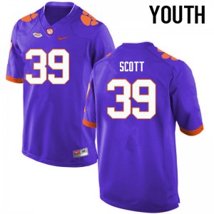 Youth Cameron Scott Purple Clemson University College Football #39 Jersey 881366-383