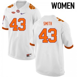 Women Chad Smith White Clemson Tigers College Football #43 Jersey 853044-120
