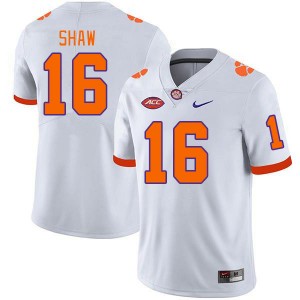 Men Colby Shaw White Clemson University College Football #16 Jersey 239205-680